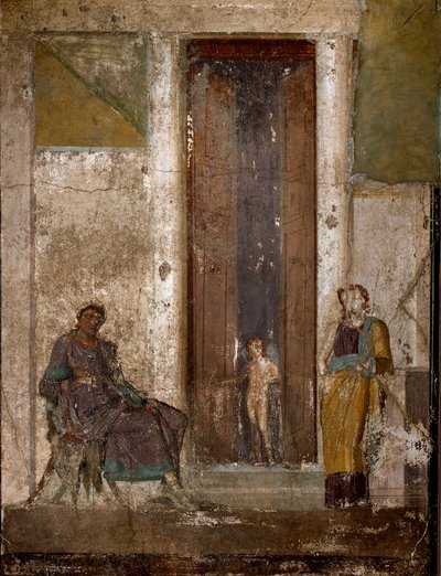 Romeinse kunst: Eros overtuigt Helena om van Parijs te houden door Roman