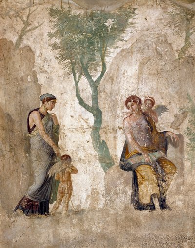Romeinse kunst: Eros gestraft in aanwezigheid van Aphrodite. Fresco uit het Huis van de Gestrafte Liefde, Pompeii. 1e eeuw. Napels, Museo Archeologico Nazionale door Roman