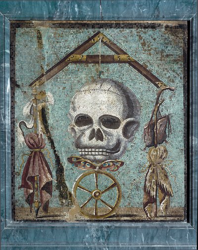Romeinse kunst: Memento mori, symbolen van Leven en Dood. Mozaïek uit Pompeii. 2e stijl. Museo Archeologico Nazionale, Napels door Roman