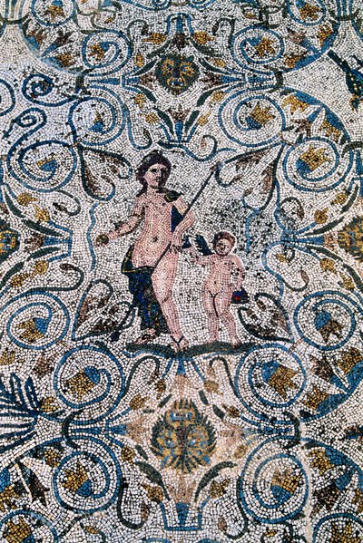 Romeinse kunst: Mozaïek uit de 4e eeuw na Christus van de Romeinse villa van het amfitheater. Merida, Museo Nacional de Arte Romano, Spanje door Roman