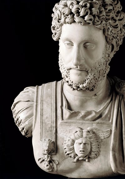 Romeinse kunst: De Romeinse keizer Commodus (161-192) Buste van marmer - Musei Capitolini Rome door Roman