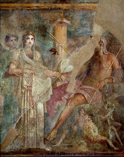 Romeinse kunst: Het huwelijk van Zeus en Hera op de berg Ida. Romeinse fresco van de vindplaats van het huis van de Tragische Dichter in Pompeii. 1e eeuw n.Chr. Nationaal Archeologisch Museum, Napels door Roman