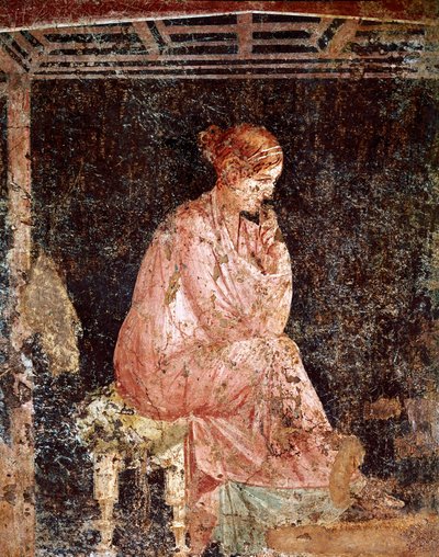 Romeinse kunst: Zittende jonge vrouw door Roman