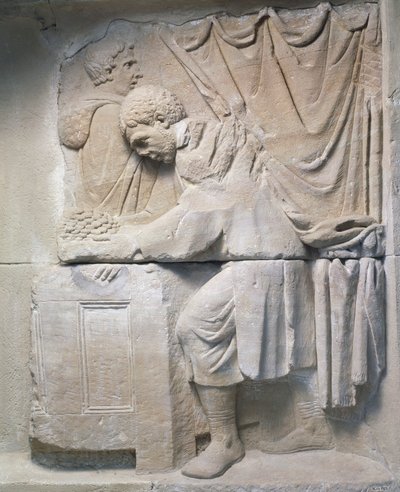 Romeins reliëf van mausoleum met afbeelding van broodverkoper, 2e eeuw na Chr. door Roman