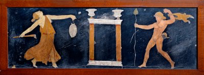 Romeinse kunst: een menade en een sater dansen bij een tempel door Roman