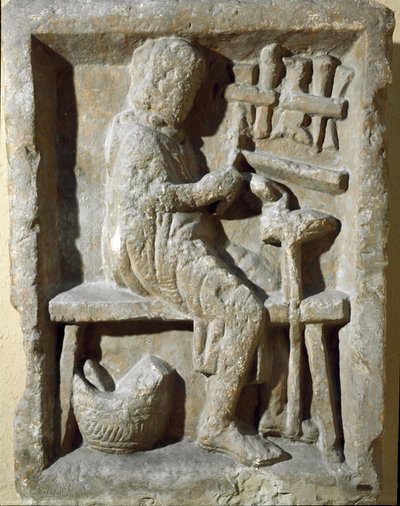 Romeinse kunst: smid aan het werk. 1e eeuw n.Chr. Rome, Museo della Civilta Romana door Roman