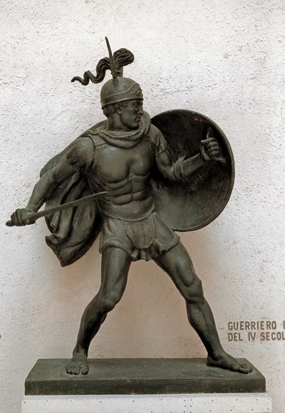 Romeinse kunst: bronzen standbeeld van een Romeinse krijger. 4e eeuw v.Chr. Rome, Museo della Civilta Romana door Roman