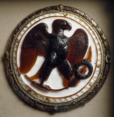 Romeinse kunst: camee met adelaar en keizerlijke symbolen uit de tijd van keizer Augustus door Roman