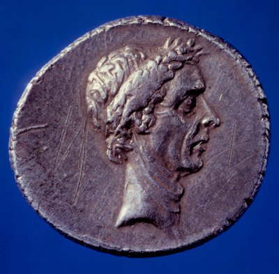 Romeinse kunst: munt met de beeltenis van Julius Caesar (100-44 v.Chr.) door Roman