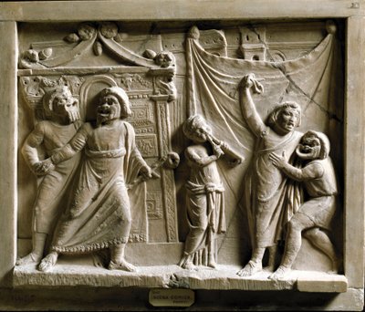 Romeinse kunst: komedietheaterscène van het stuk 
