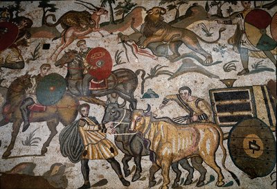 Romeinse kunst: detail van het mozaïek 