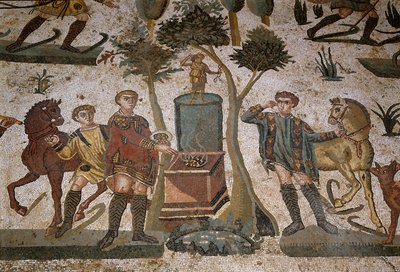 Romeinse kunst: detail van het mozaïek 