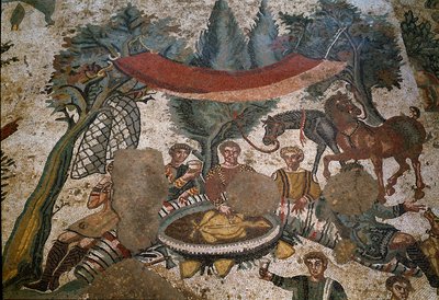 Romeinse kunst: detail van het mozaïek 