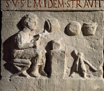 Romeinse kunst: laag reliëf dat een pottenbakker voorstelt. 1e eeuw n.Chr. Rome, Museum van de Romeinse Beschaving door Roman