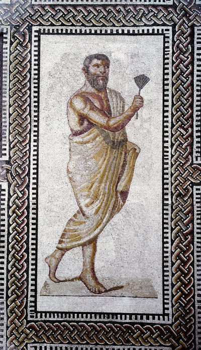 Romeinse kunst: man met een dak. Vloermozaïek uit de Thermen van Caracalla. 212 n.Chr. Rome, Museo Nazionale Romano door Roman