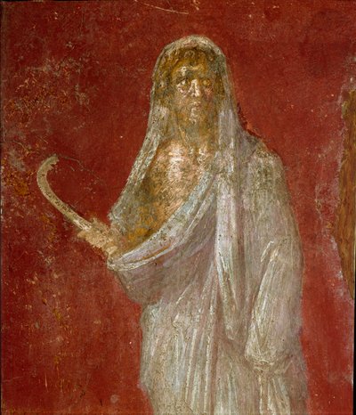 Romeinse kunst: voorstelling van Cronos (Saturnus). (detail) Fresco uit de Casa dei Dioscuri in Pompeii. Museo Archeologico Nazionale, Napels door Roman