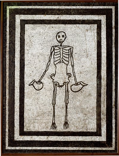 Romeinse kunst: skelet met askos. Mozaïek afkomstig uit de Vesuvius-regio. 4e stijl. 1e eeuw v.Chr. Dim. 91x70 cm Museo Archeologico Nazionale, Napels door Roman