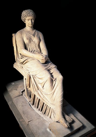 Romeinse kunst: standbeeld van Agrippina de Oudere (14 v.Chr.-33), vrouw van Germanicus. Marmeren sculptuur. 1e eeuw n.Chr. Nationaal Archeologisch Museum, Napels door Roman