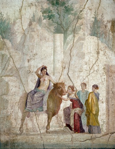 Romeinse kunst: de ontvoering van Europa. Fresco uit Pompeii. Begin van de 1e eeuw na Christus door Roman