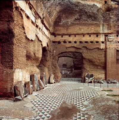Romeinse kunst: zicht op het caldarium van de thermen van Caracalla in Rome door Roman