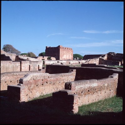 Romeinse kunst: uitzicht op de ruïnes van de archeologische site van Ostia door Roman