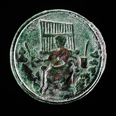 Romeinse munt met afbeelding van een orgel door Roman