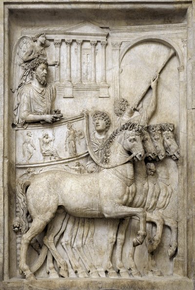 Romeinse keizer Marcus Aurelius op zijn triomfwagen, 2e eeuw door Roman