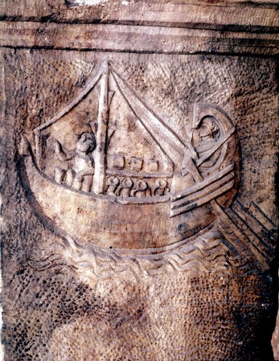 Romeins transportschip. Laag reliëf uit de 2e eeuw na Christus Romeins Nationaal Museum door Roman
