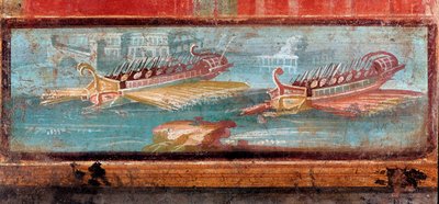 Romeinse oorlogsschepen bij de ingang van een haven door Roman