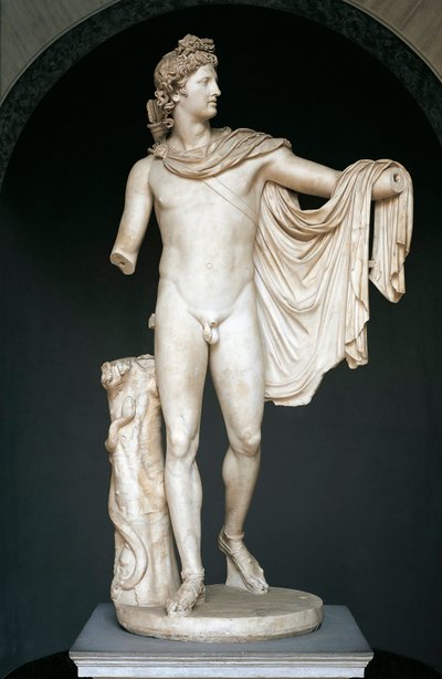 Standbeeld bekend als Apollo Belvedere, kopie naar Grieks bronzen origineel uit de 4e eeuw v.Chr. door Roman