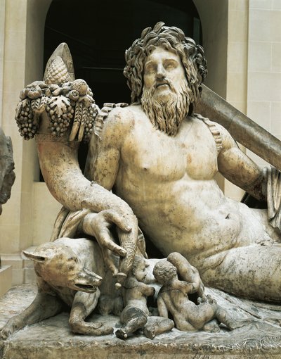 Standbeeld dat de rivier de Tiber voorstelt (marmer) door Roman