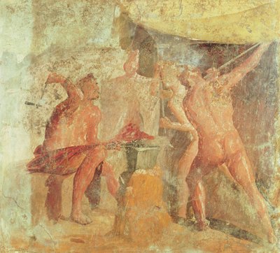 De smidse van Vulcanus, uit Huis VII, Pompeii, ca. 50-79 AD door Roman