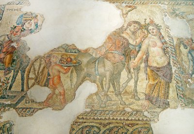 De Triomfantelijke Processie van Dionysos, Huis van Aion, Paphos, Cyprus (mozaïek) door Roman