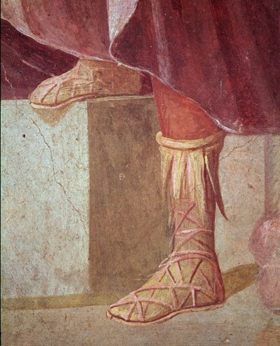 De voeten van Agamemnon, in het Offer van Iphigenia (fresco) door Roman