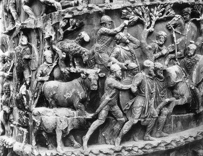 Transport van Duitse gevangenen en de oorlogsbuit, detail van de zuil van Marcus Aurelius door Roman