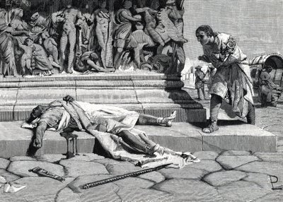 Het lijk van Publius Clodius Pulcher (92-52 v.Chr.) gevonden op de Via Appia in Rome door Roman