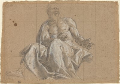 Een oudere man in klassieke draperie door Roman 18th Century