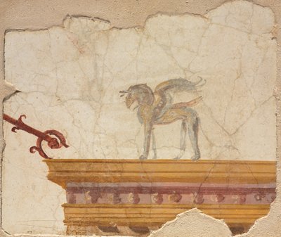 Griffioen boven entablement, Pompeii door Roman Imperial Period