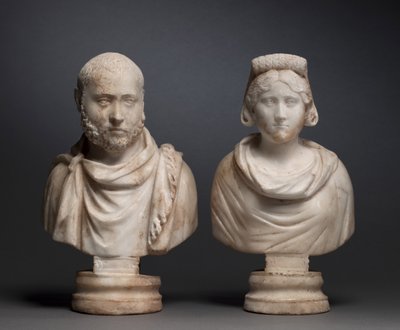 Portretbuste van een Aristocratische Man en Portretbuste van een Aristocratische Vrouw, 280-290 door Roman Imperial Period