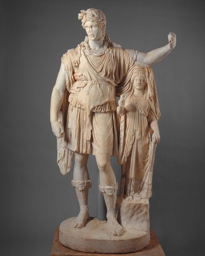Beeld van Dionysos leunend op een vrouwelijke figuur (