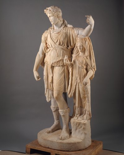Standbeeld van Dionysos leunend op een vrouwelijke figuur ("Hope Dionysos"), 27 BC-68 AD (marmer) door Roman Imperial Period