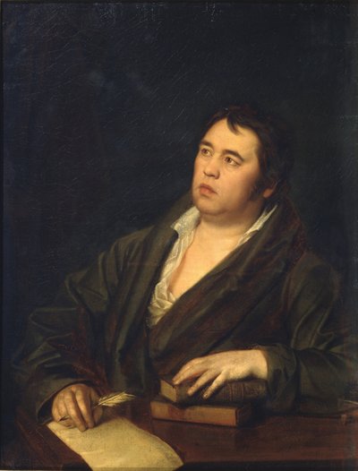 Portret van de Dichter Ivan A. Krylov 1769-1844, 1812 door Roman Maximovich Volkov