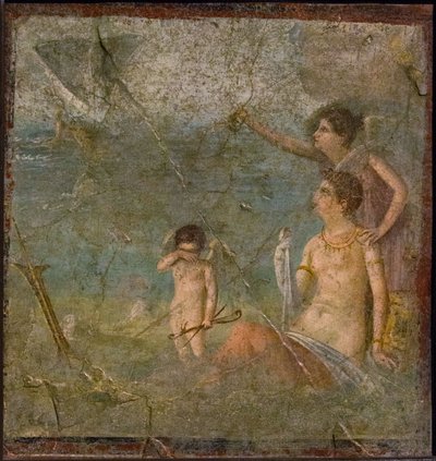Ariadne en Theseus, 1e helft 1e eeuw na Christus door Roman Pompeian wall painting.