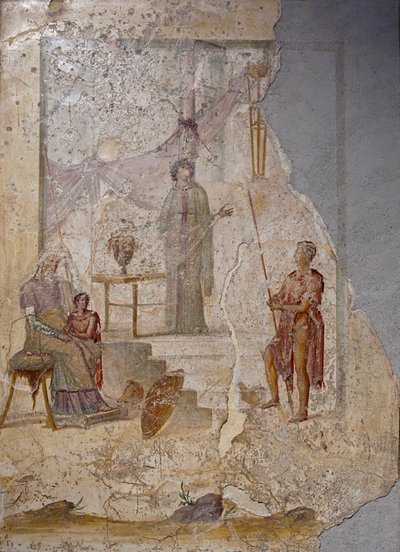 Cassandra voorspelt de val van Troje, 1e helft 1e eeuw na Christus door Roman Pompeian wall painting