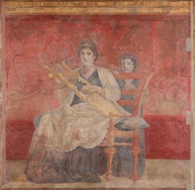 Zittende vrouw die een kithara speelt, ca. 50-40 v.Chr. door Roman Republican Period