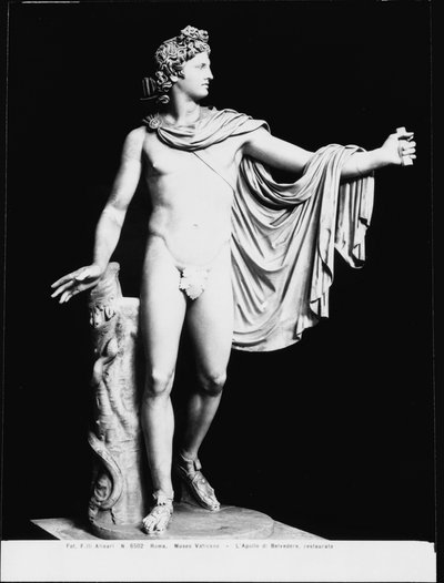 Apollo Belvedere, Romeinse kopie van een Grieks origineel uit de 4e eeuw v.Chr. (marmer) (post restauratie) door Roman Roman