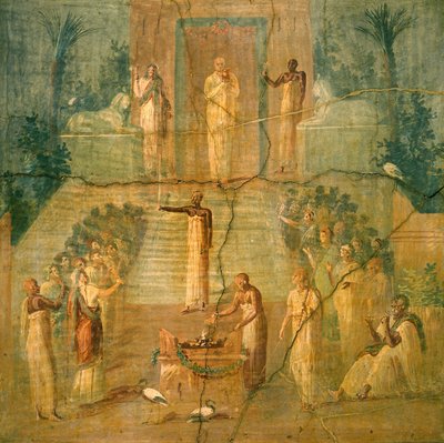 Ceremonie van de Cultus van Isis, uit Pompeii (fresco) door Roman Roman
