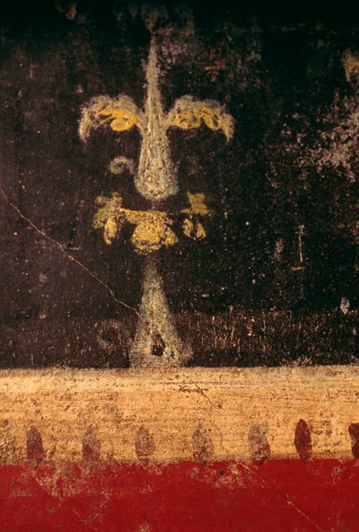 Decoratief element, detail uit fresco in triclinium van Huis van de Vettii, Pompeii (UNESCO Werelderfgoedlijst) door Roman Roman