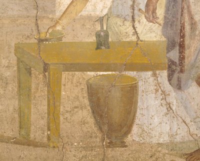 Detail van fresco met offermaaltijd, Huis van de Vergulde Cupido