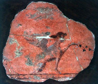 Fragment van een muurschildering van een sfinx, Romeins door Roman Roman